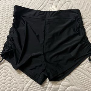 Womens  Plus Size Stretchy Ruched Board Shorts Tie Swimsuit Shorts XXL